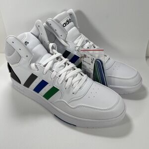 NEW adidas Men's 11.5 Hoops 3.0 Mid Basketball Shoe White/Green/Team Royal Blue